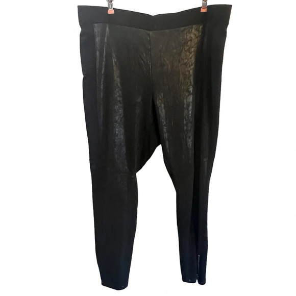 Jessica Simpson Stretch Pants Leather Look in the Front Zipper Hem 2X Plus Black - Picture 1 of 8